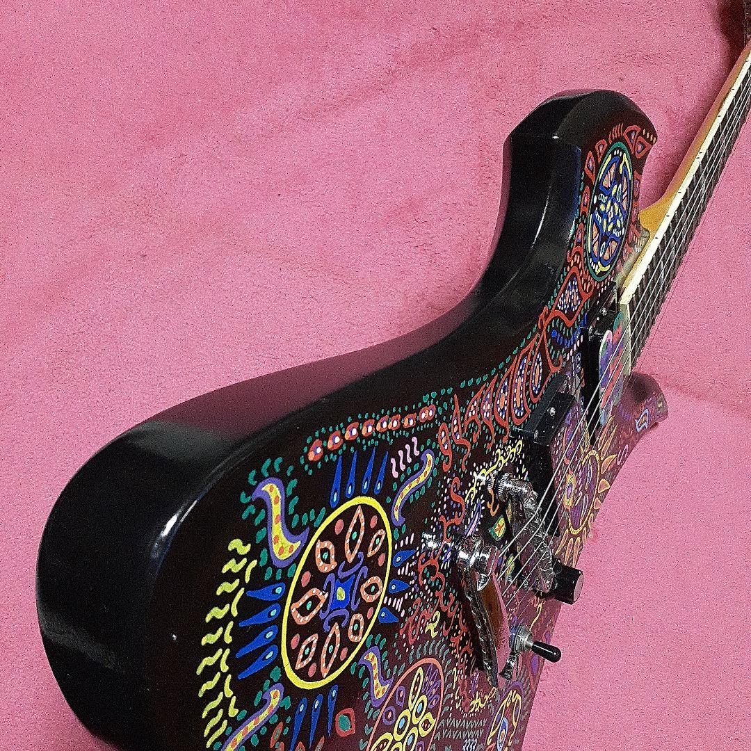 【良・美品】サイケペイント(改)・hideモデル。モッキンバードエレキギター。