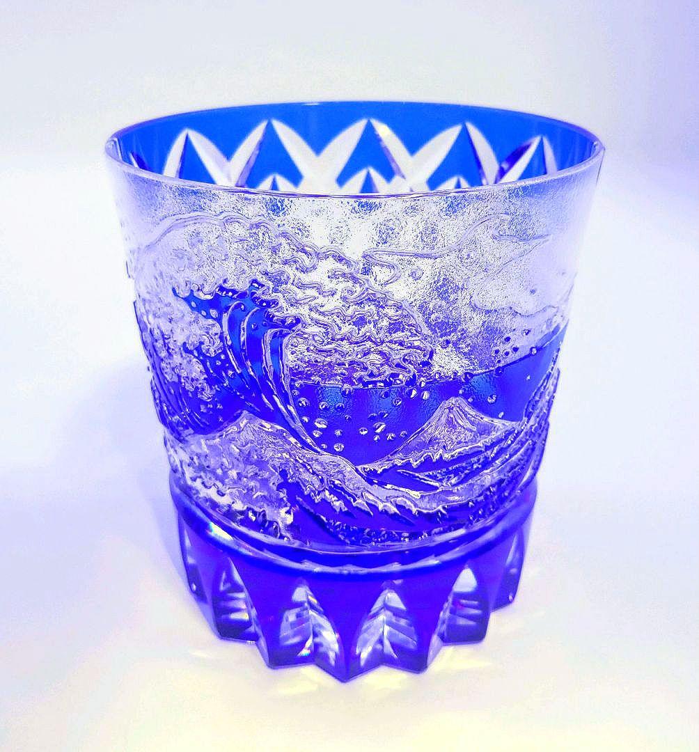 Yuko様専用】木村泰典 江戸切子 葛飾北斎 神奈川沖波裏 波富士 グラス