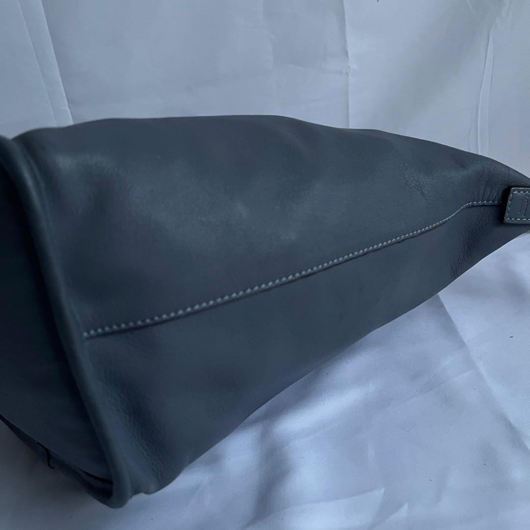 ✨極美品✨　LOEWE アナグラム　ショルダーバッグ　ブルーグレー　レザー