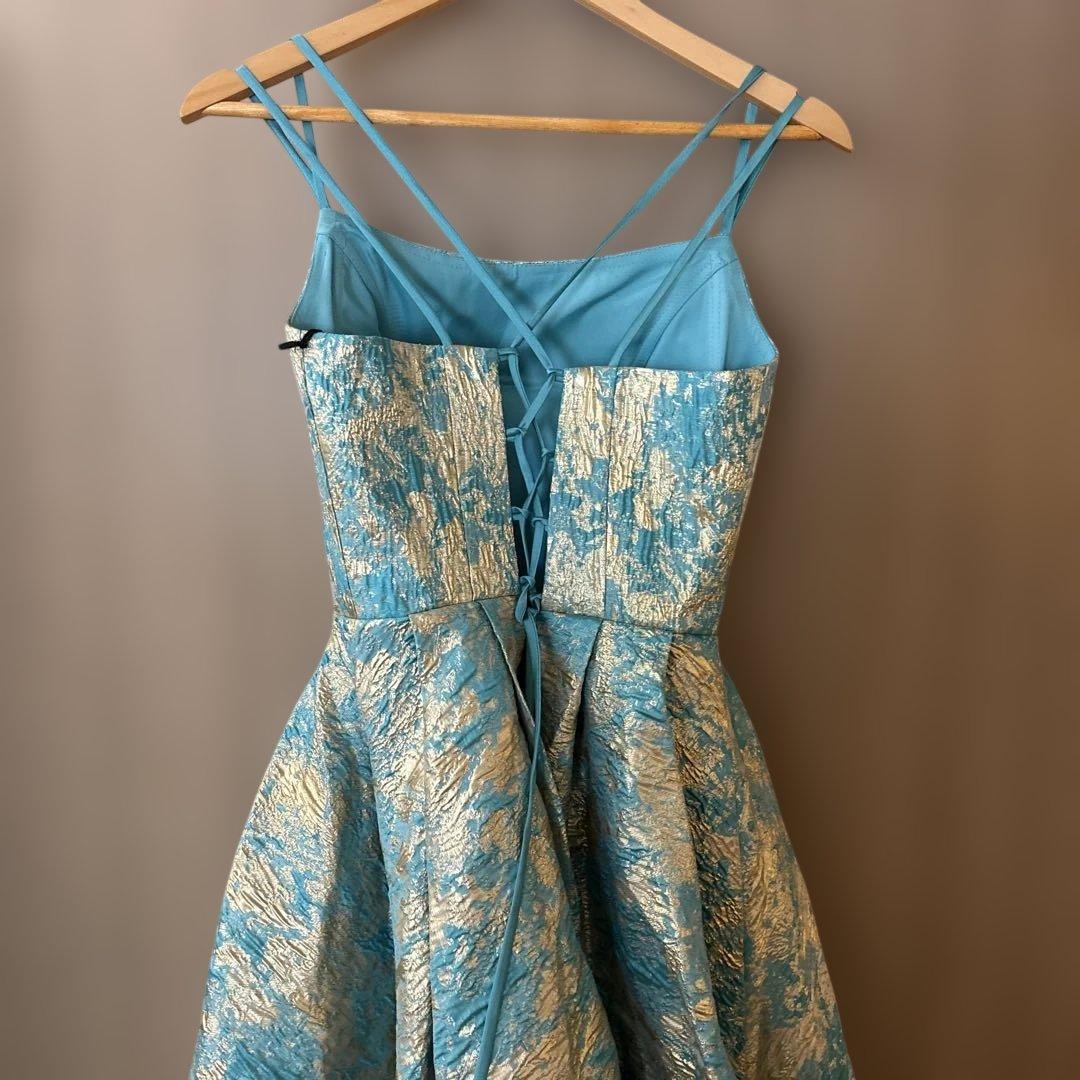 青と金の　エレガントロングドレス　カラードレス　演奏会