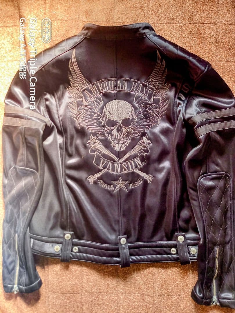 Vanson ブラック レザー シングルライダースジャケット XL