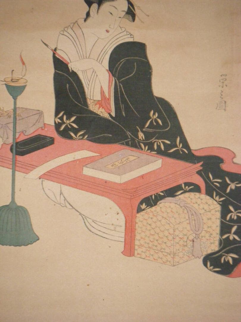 【真作】掛軸　鳥文斎栄之　木版画　風流略六奇仙　名品　P53