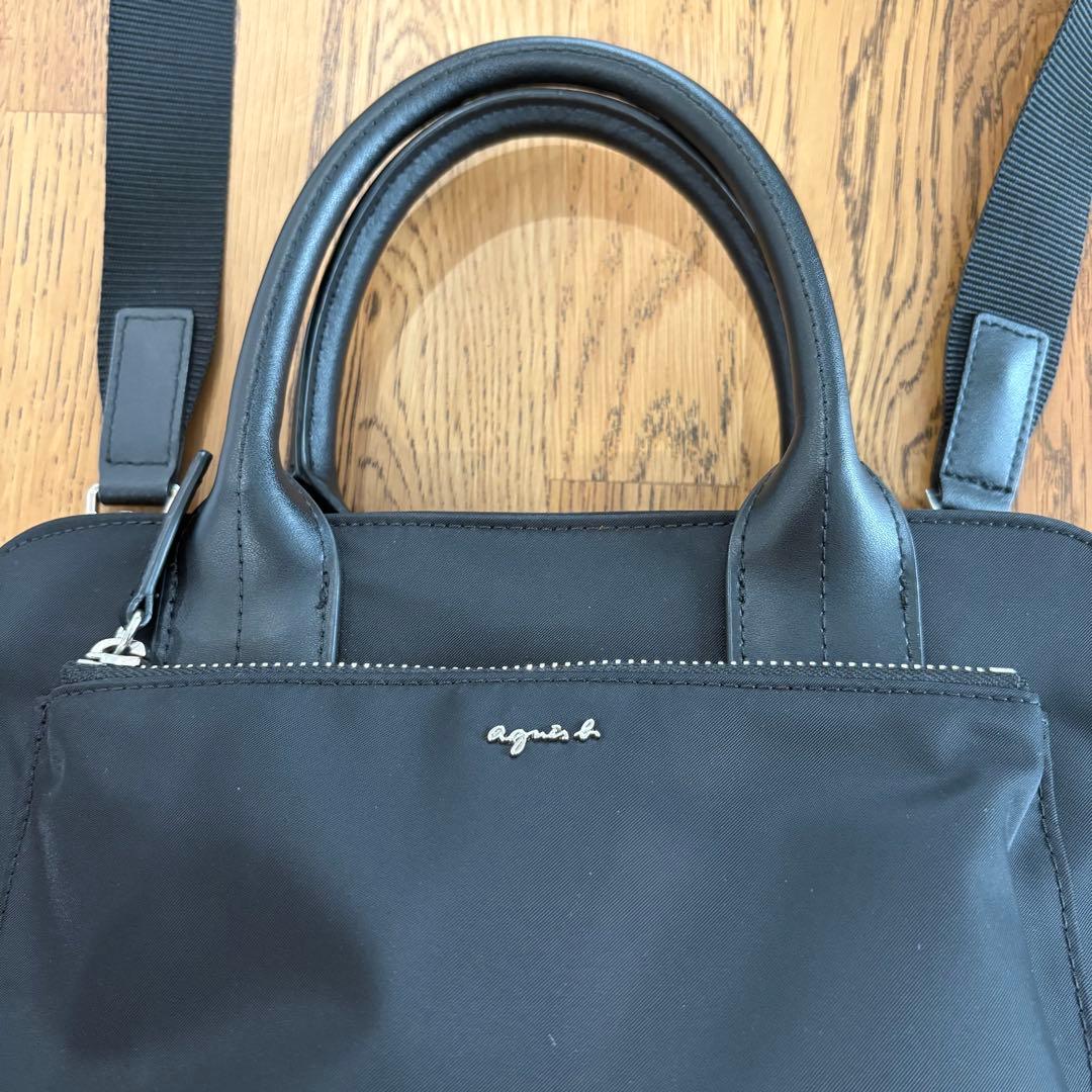 アニエスベー ハンドバッグ ナイロン ブラック