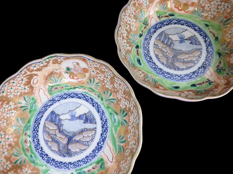 古伊万里 金襴手 桜花に春駒の図 膾皿 2客 F026AS-CVl - メルカリ