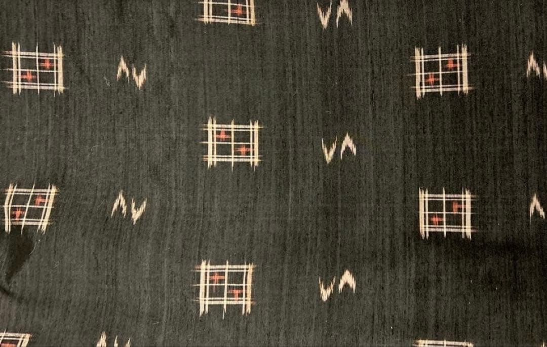 未使用 トールサイズ】絞 青海紋 作家物 結城紬 袷 裄丈70.5 身丈170