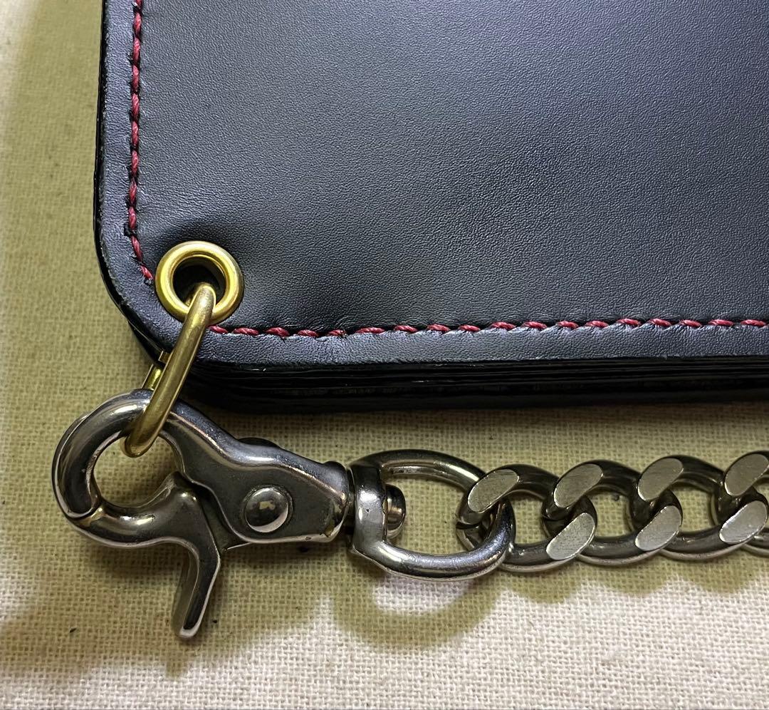 ミドル トラッカーウォレット ポケット部分本革ハラコ豹柄 3層 姫路レザー