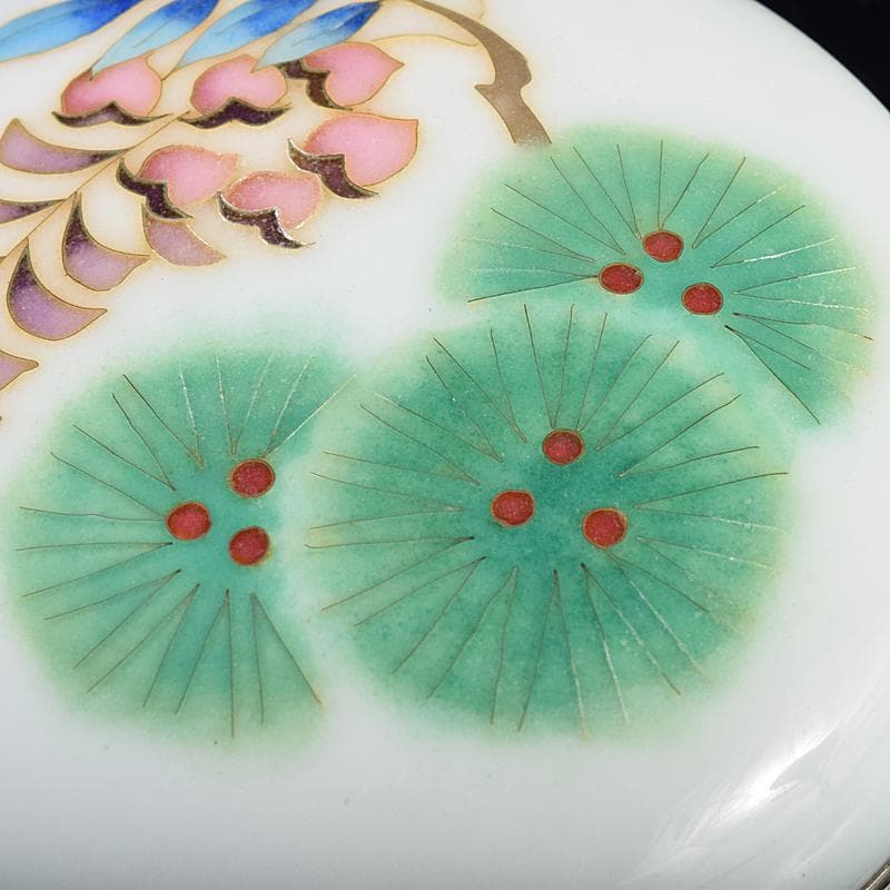 七宝焼　安藤七宝店　藤松紋　盒子蓋物　共箱　M　R7693