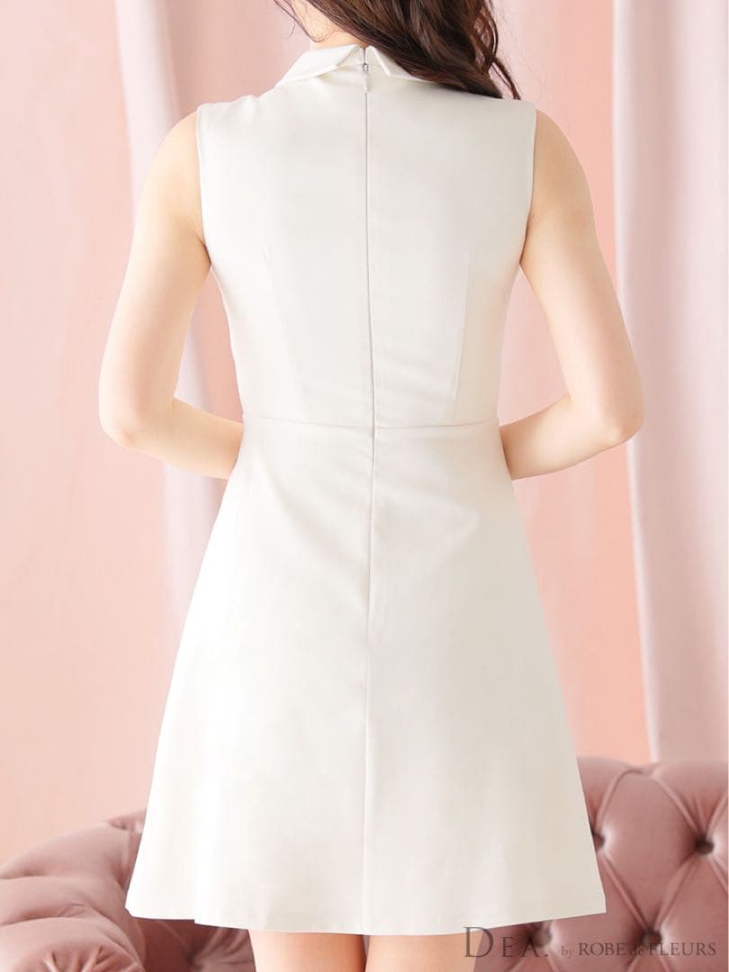 DEA ローブドフルール ドレス キャバ ミニ ノースリーブ アイボリー