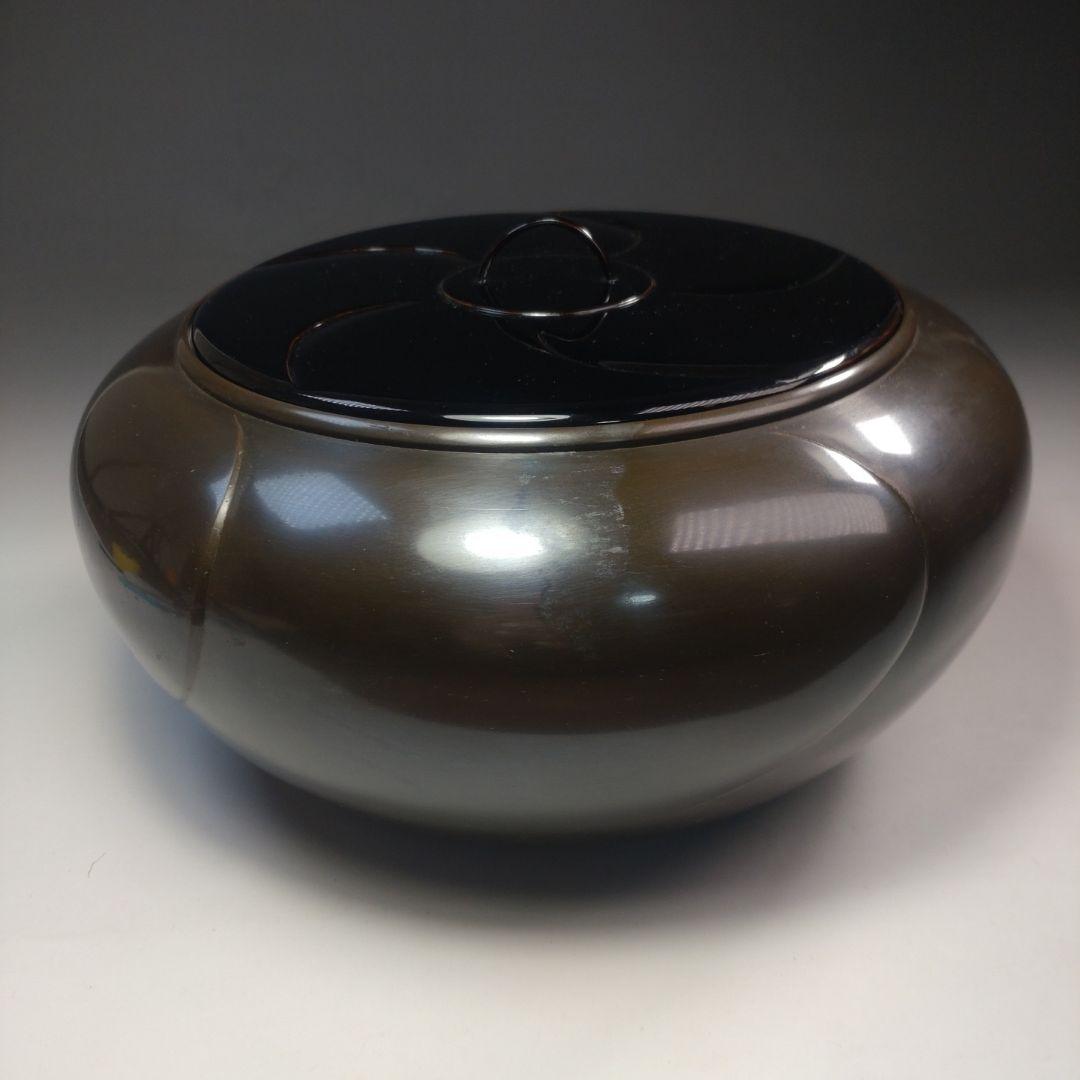 イ230 水指『八島行雄 望舟』『砂張銅 捻梅水指 共箱』銅器 茶道具