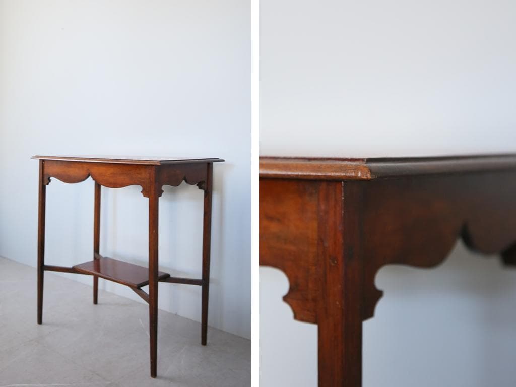 英国アンティーク木製サイドテーブル/オケージョナル机/飾り棚/花台(78