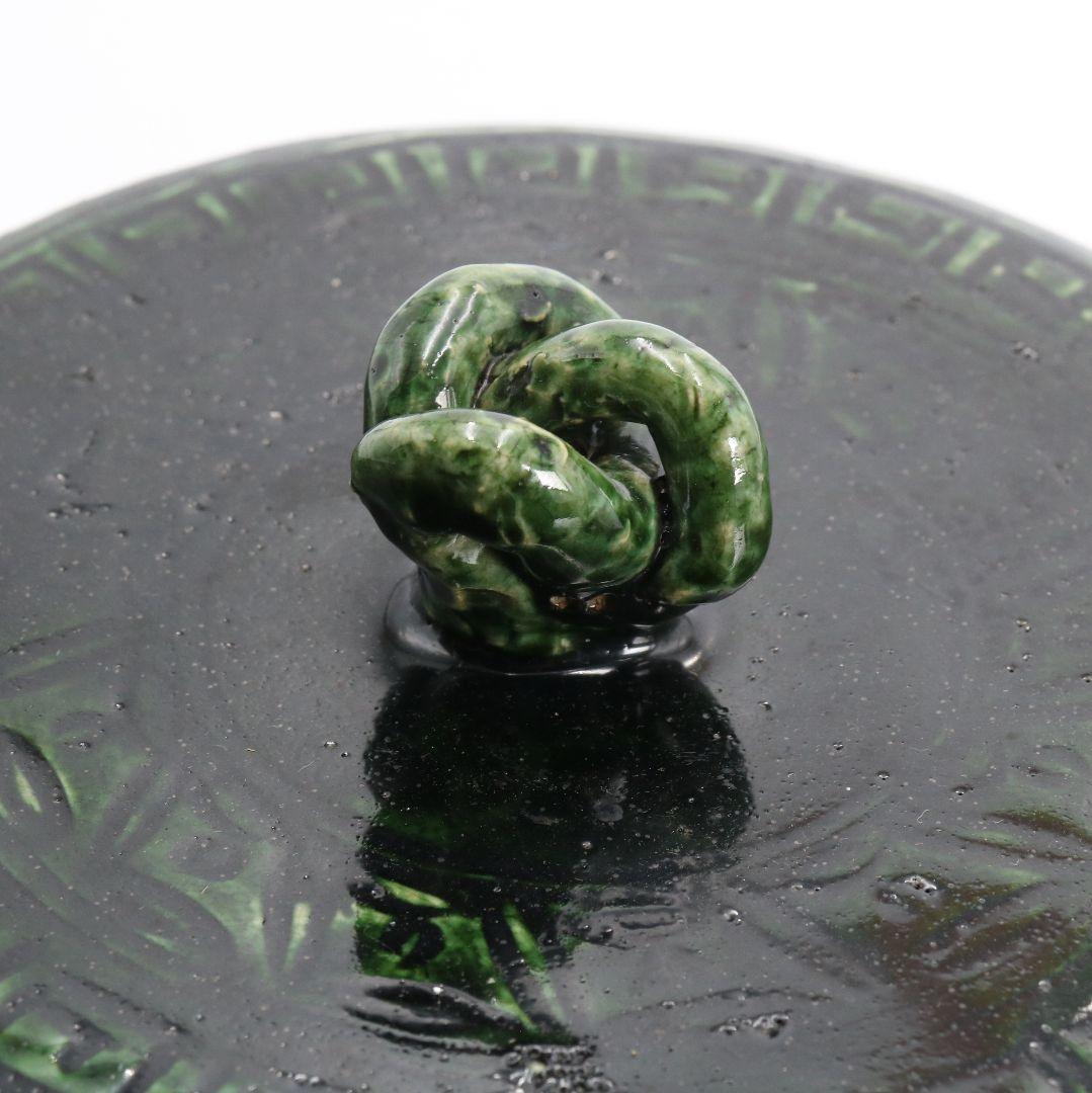 青織部共蓋水指 書付有 茶道具 M305