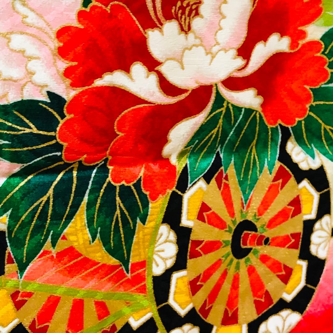 七五三七歳‼正絹️完全フルセット‼️人気Blue Greenに花車金彩煌びやか際立つ