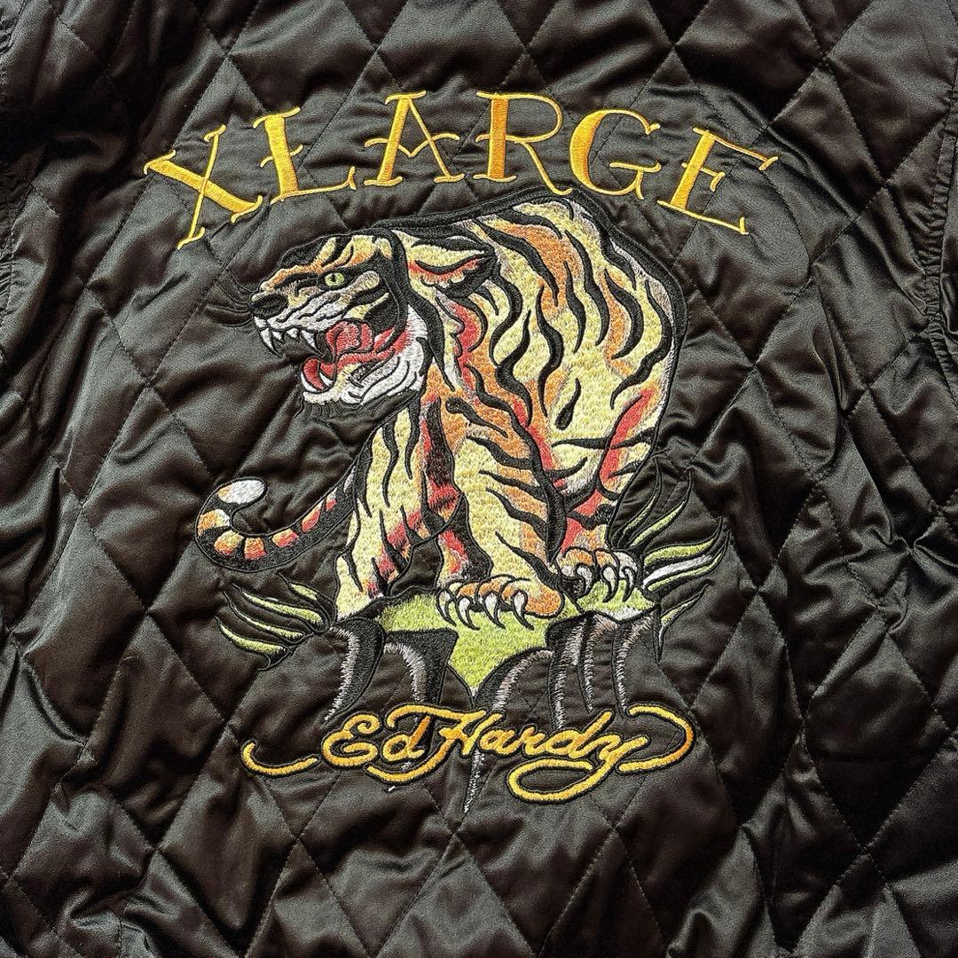 XLARGE × Ed Hardy コラボ ジャケット 刺繍 スカル ブラック