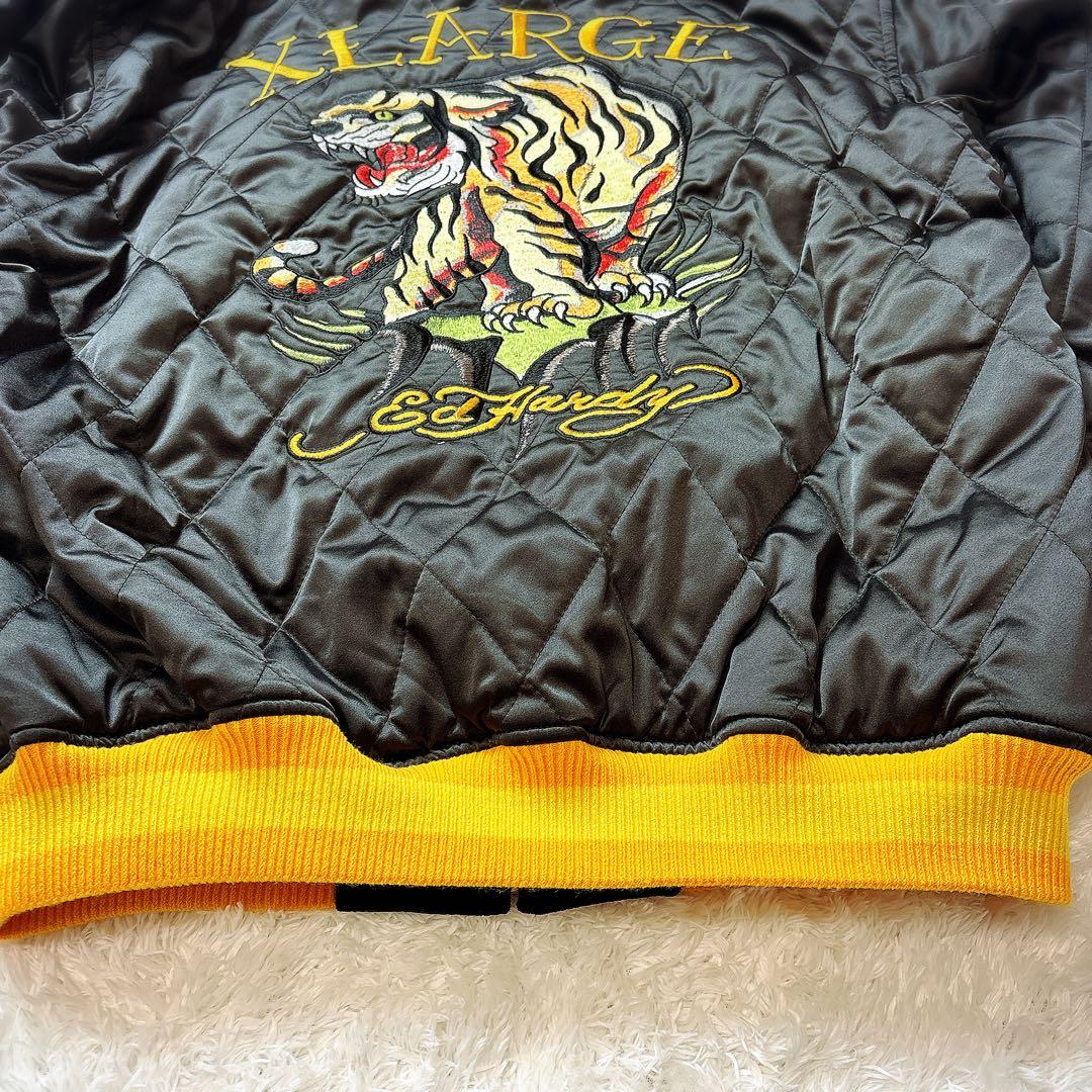 XLARGE × Ed Hardy コラボ ジャケット 刺繍 スカル ブラック