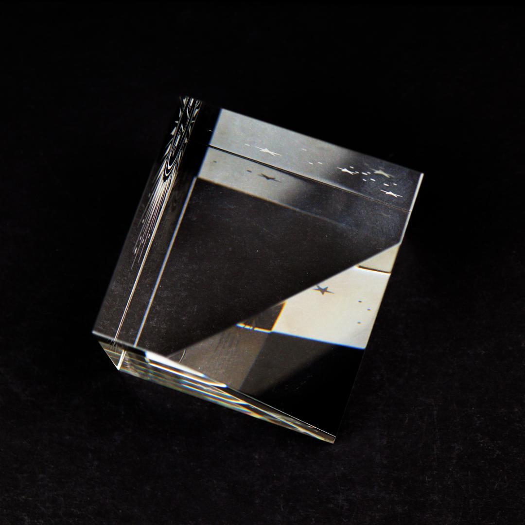 Steuben Galss サンキューブ ペーパーウエイト 置物 箱付