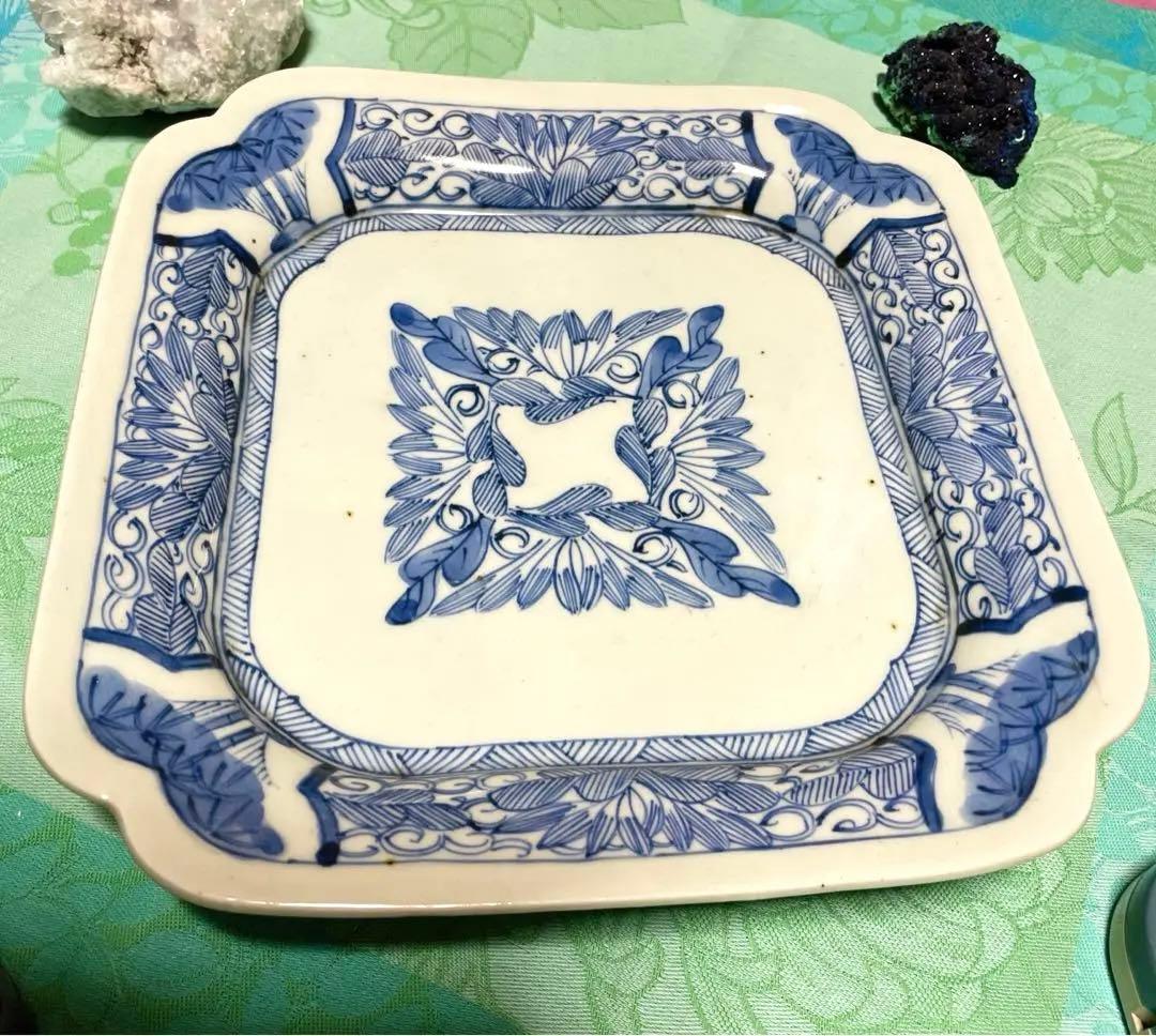江戸期　古伊万里　染付　変形角皿　飾り皿