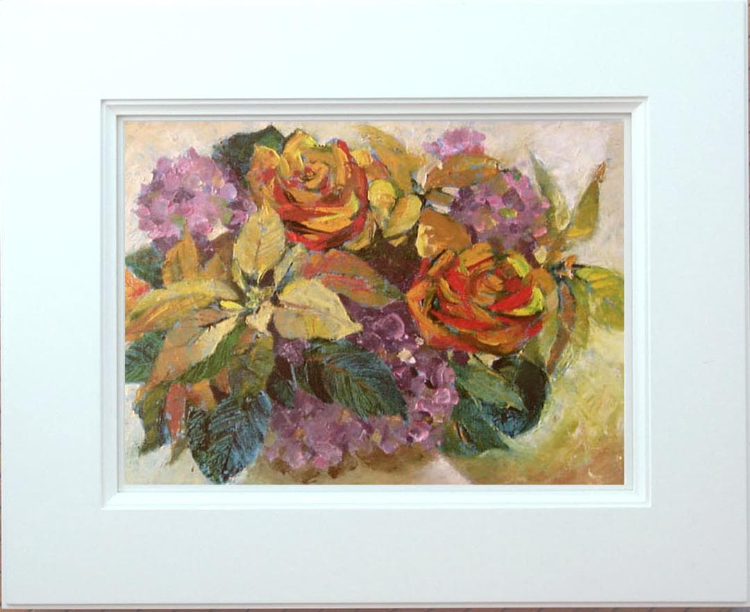 油絵 菅家令子 絵 絵画 インテリア 額付(黒）uF6-110202 花