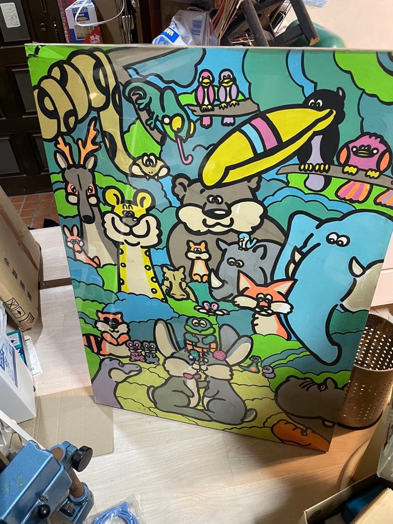 「大型アートパネル 動物イラスト 店舗装飾 カフェ」