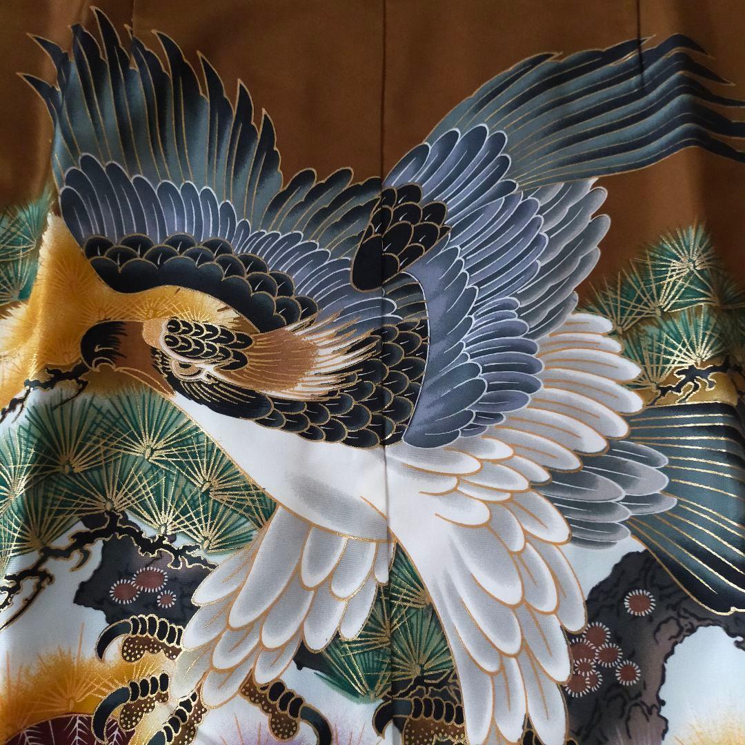 七五三 男の子 5歳 着物 セット 一式 鷹 松 帽子 御簾 笛 0508