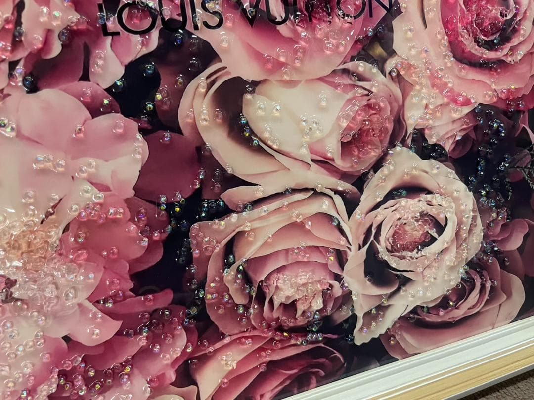 水晶絵　アートパネル　オマージュアート　ブランド　バラ　ローズ　絵画　絵　壁掛け