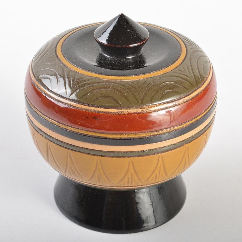 Teafortwo　漆工　川合漆仙造　獨楽莨入煙草入　共箱　V　R6868