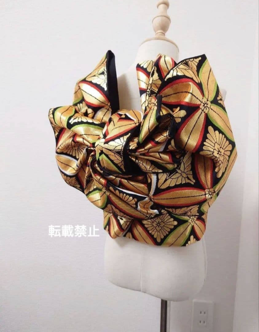 七五三　ハーフ成人式　ジュニア帯　袋帯からの作り帯　1点物　七宝　黒金