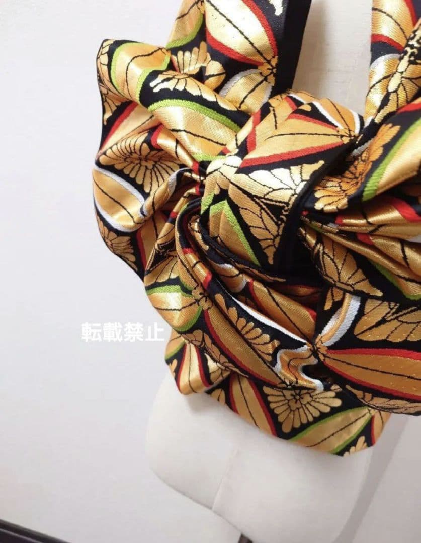 七五三　ハーフ成人式　ジュニア帯　袋帯からの作り帯　1点物　七宝　黒金