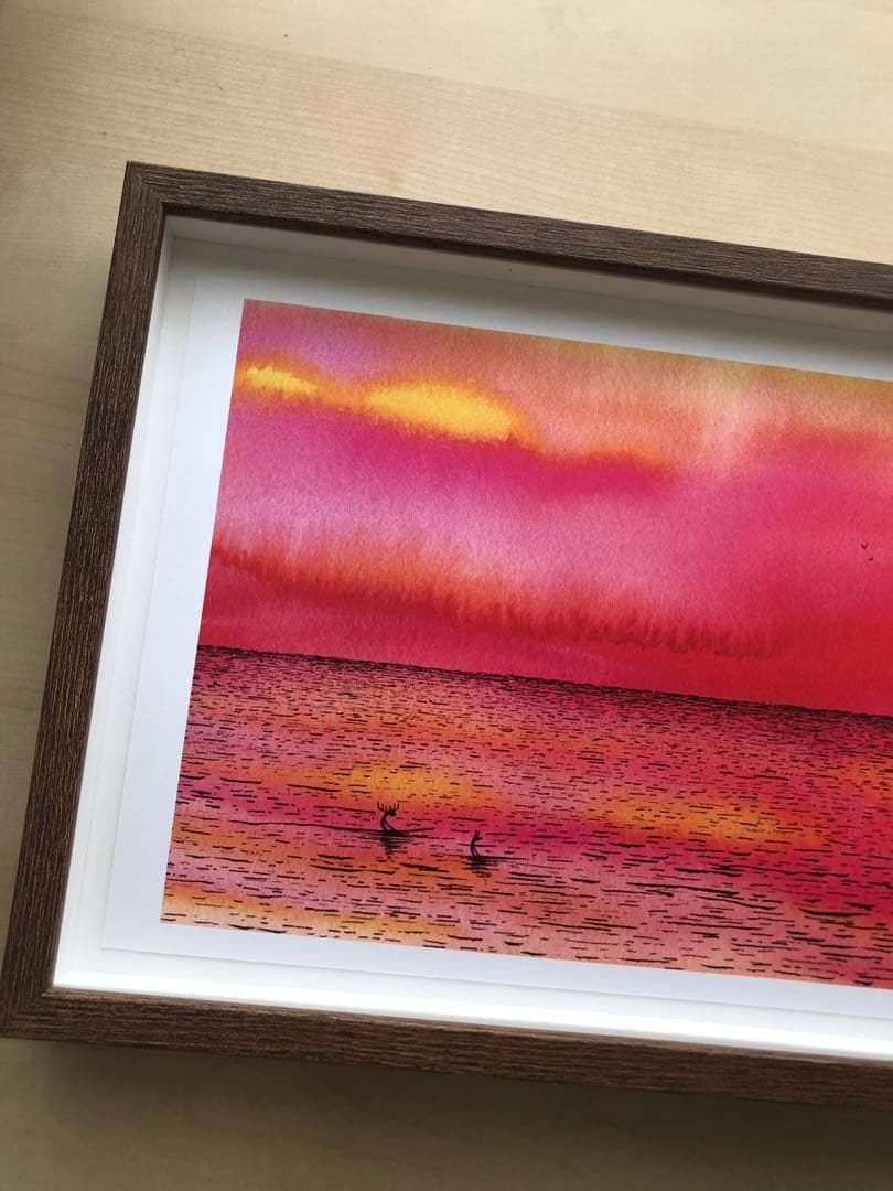 PK額装品 2 ジョナスクレアッソン 貴重イラスト A4額入り ポスター風