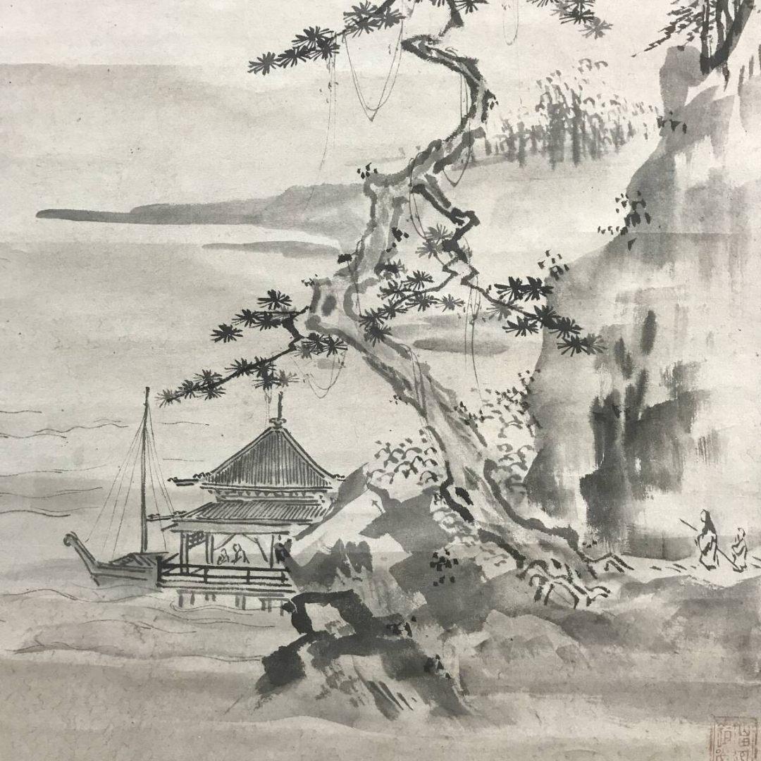 真作/山田道安/山水図/秋冬双幅/掛軸/名家伝来/AK-603