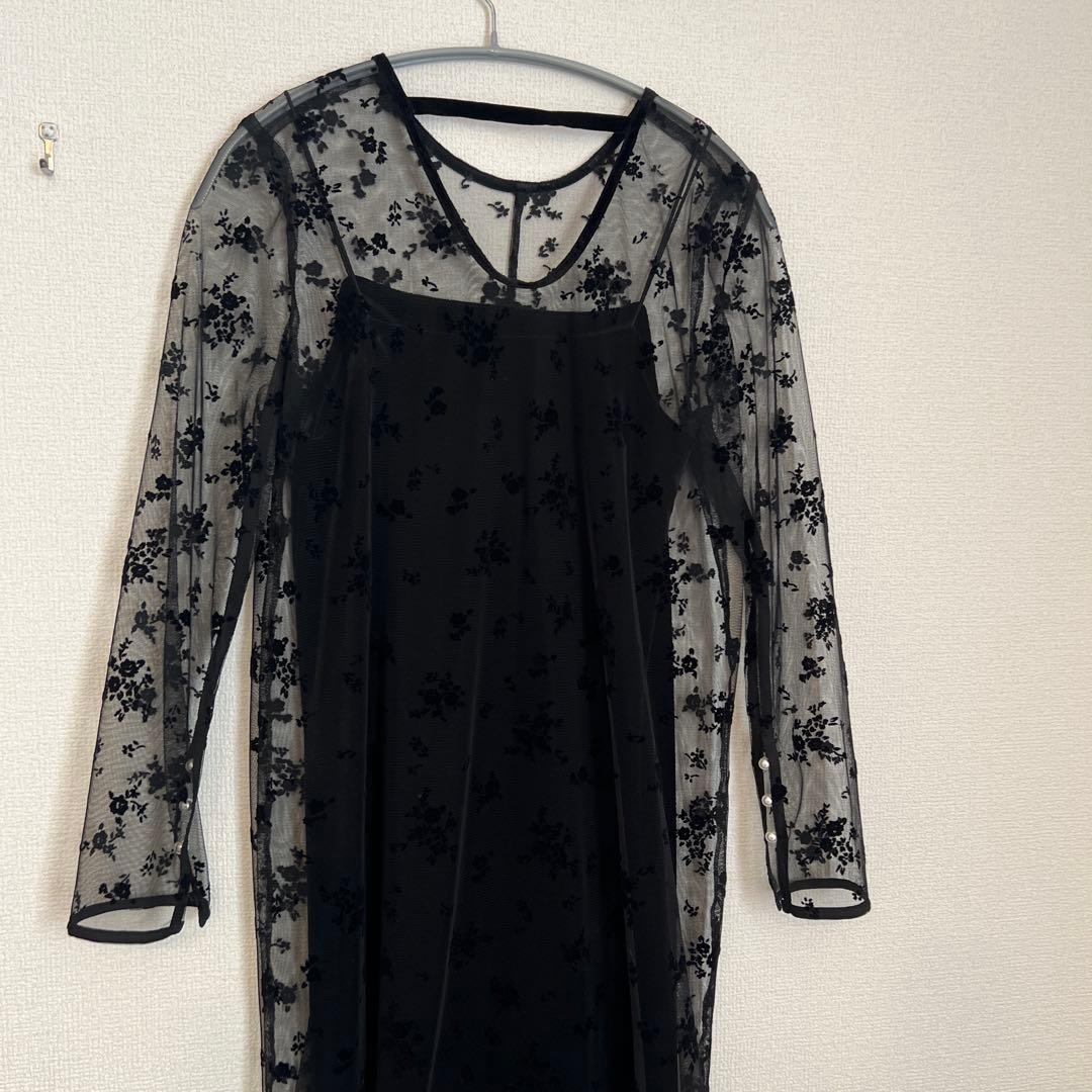 kaene フロッキーベロア2wayドレス 36