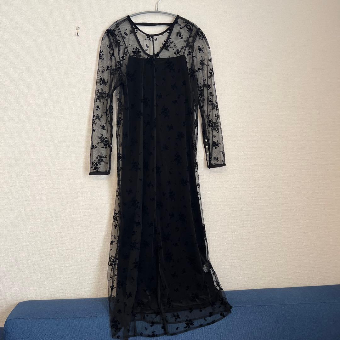 kaene フロッキーベロア2wayドレス 36