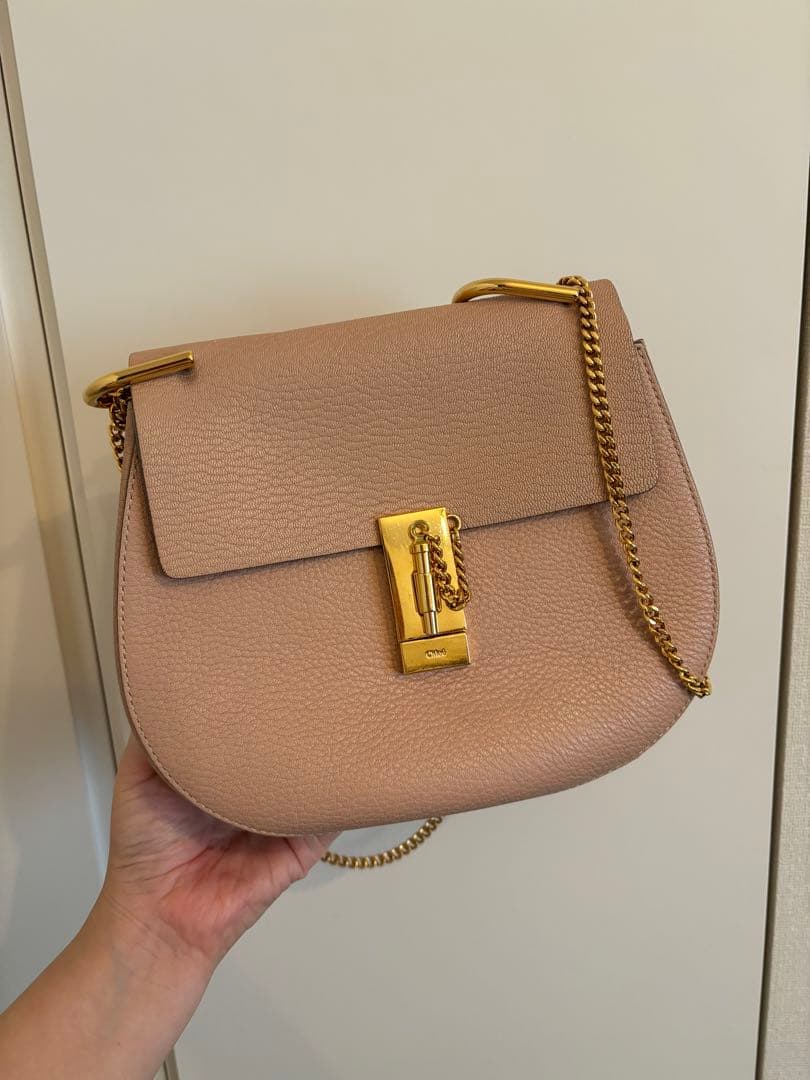Chloe クロエ ドリュー チェーン ショルダーバッグ ピンクベージュ