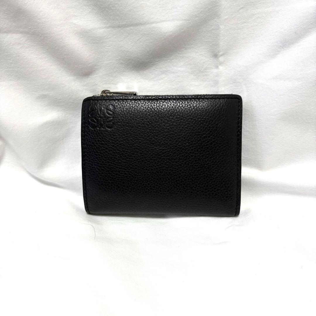美品　LOEWE ロエベ アナグラム スリムコンパクトウォレット 二つ折り 黒