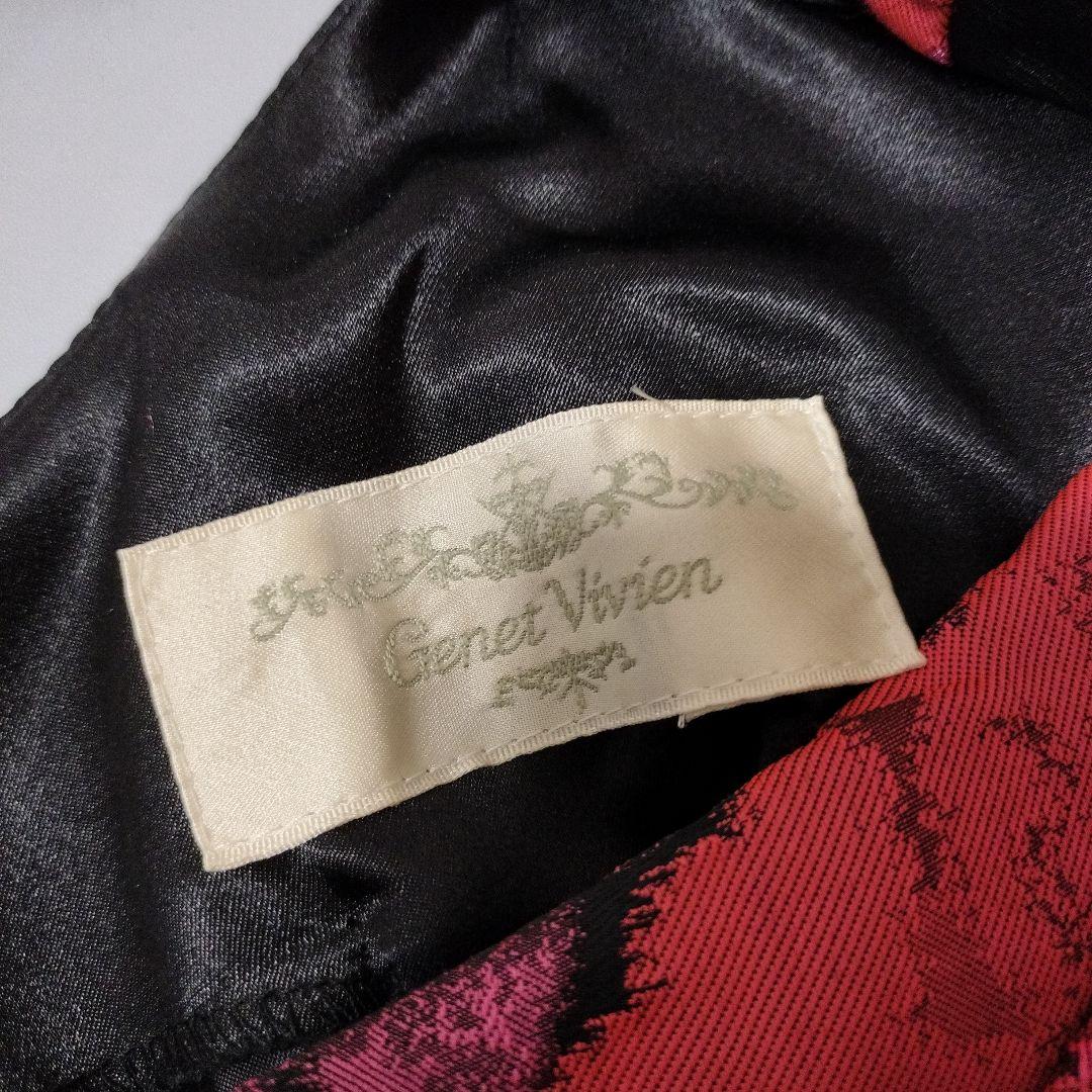 ジュネビビアン 花柄マーメイドドレス 薔薇 スパンコール アシンメトリー M 黒