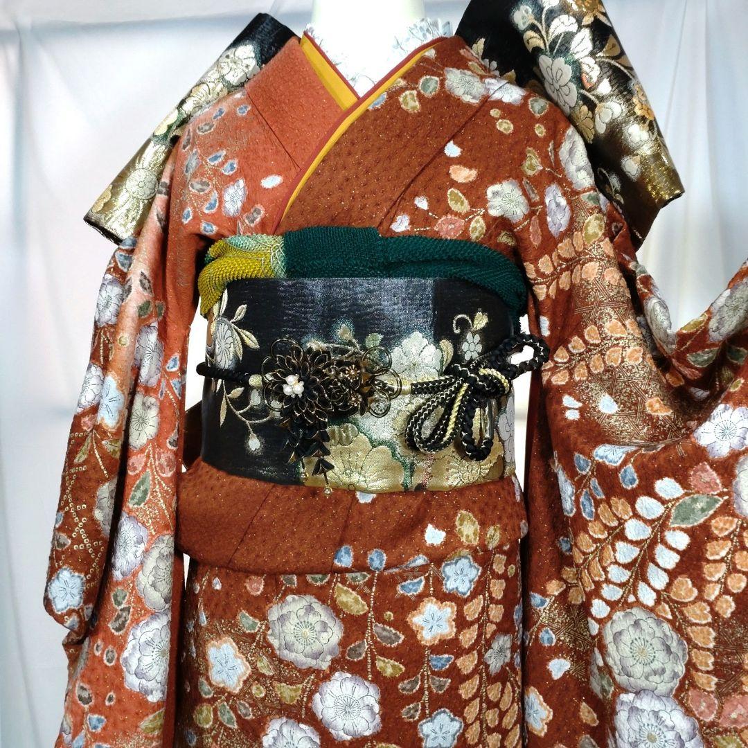 千總 京友禅 華文 グリーン系 刺繍 振袖 千總 振袖 002 | 花總きもの