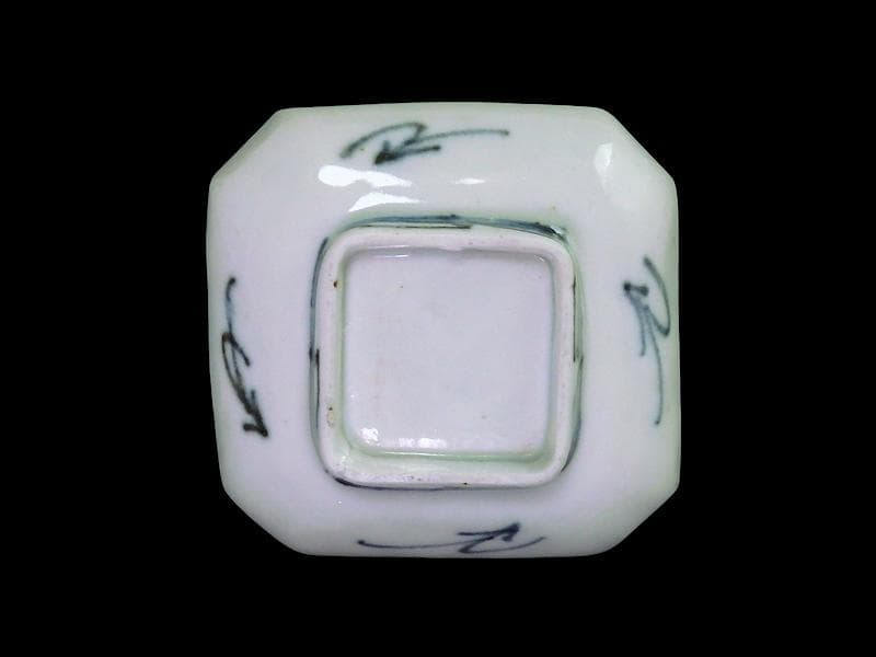 古伊万里　染付　竹笹紋の図　四方角　豆皿　E598AS-CTy