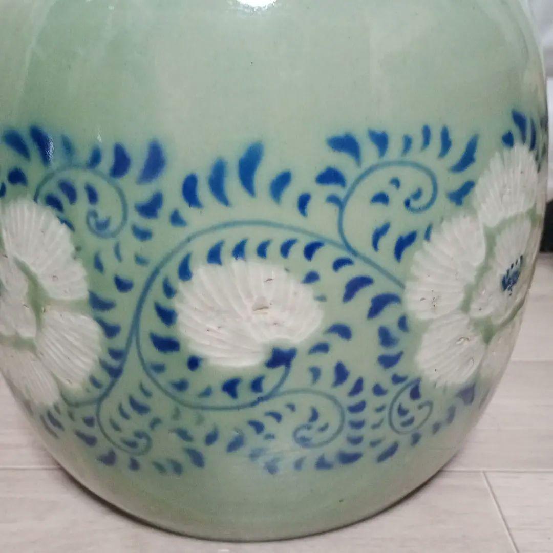 骨董　火鉢　陶器　睡蓮鉢　五徳付き