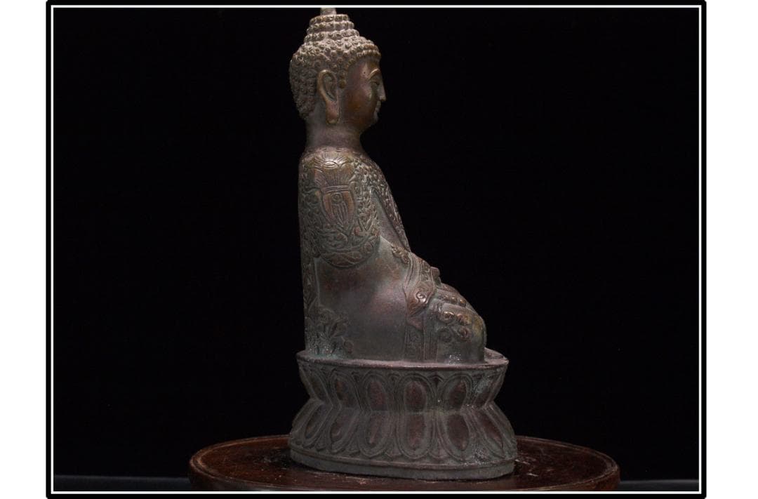 貴重品　唐時代銅製仏像　唐物中国骨董品 古美術 DE846B2-3