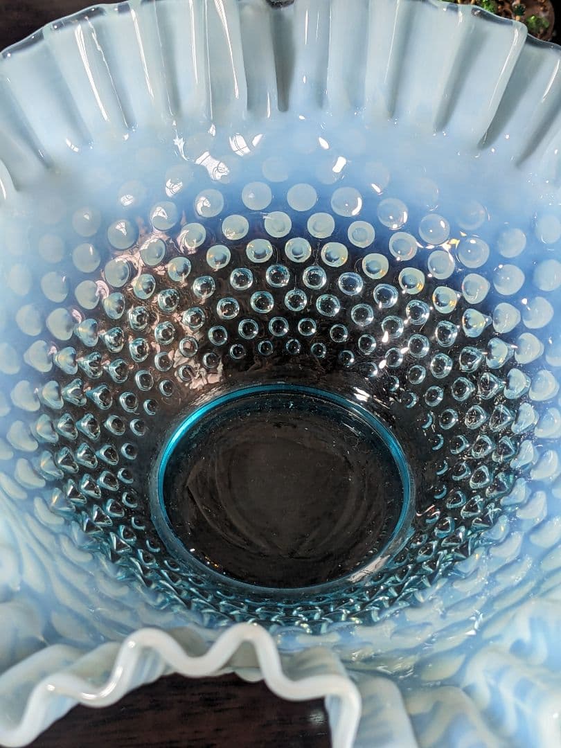 フェントン ブルーオパルセント ホブネイル ラージフリルボウル お