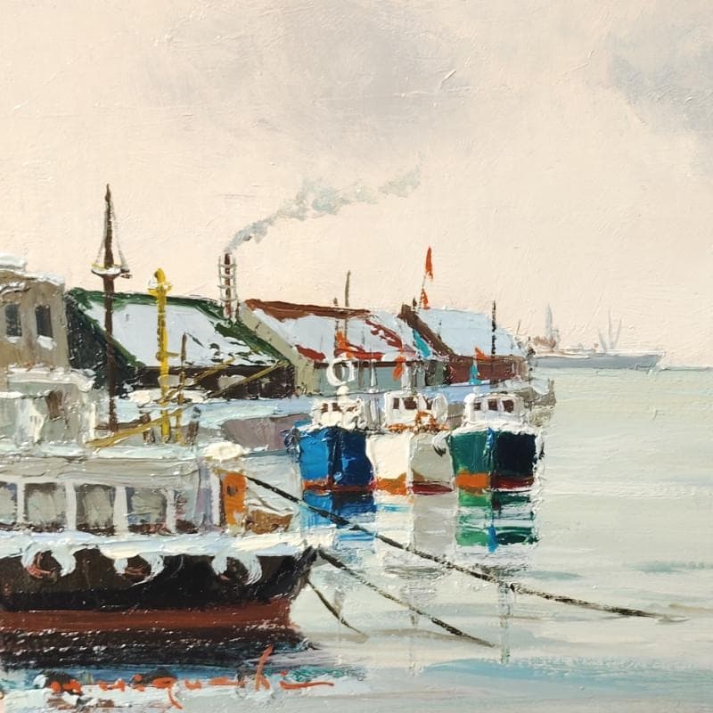 ☆樋口 洋☆「釧路の朝」油絵　SM　未使用額！