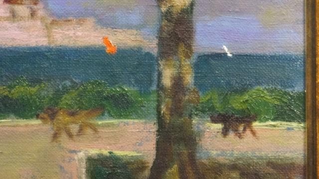 一枚の絵取扱作品 堀田高 直筆サイン『南仏カーニュにてアンチーブ』油彩