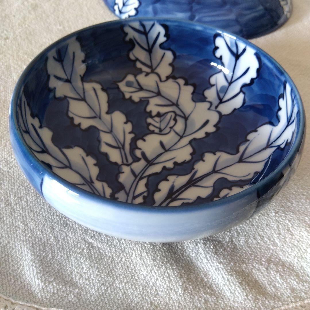 館林源右衛門作　染付根菜図組皿　二客揃