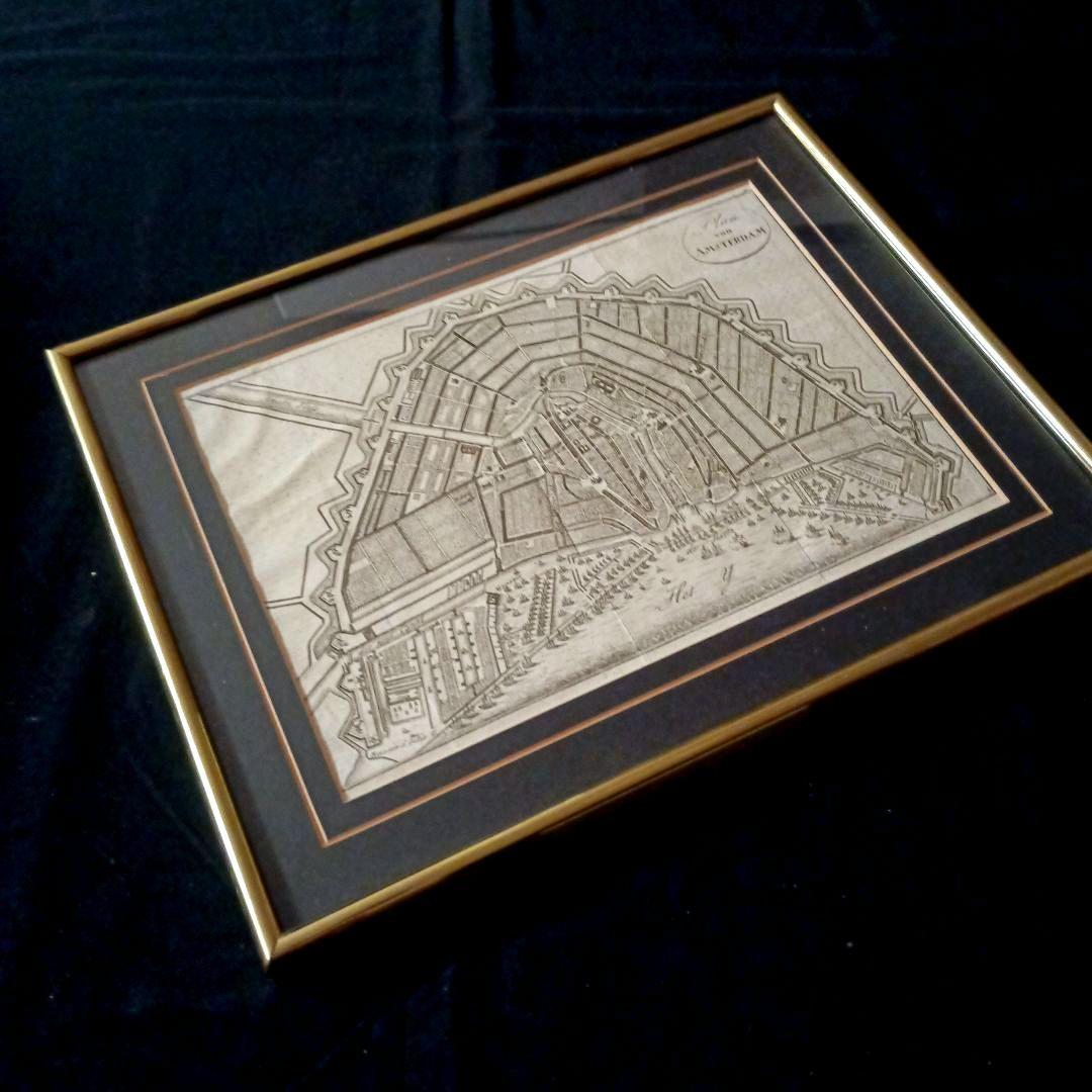 お値下げ 額装品 西洋古地図 1800年頃 アムステルダム都市図