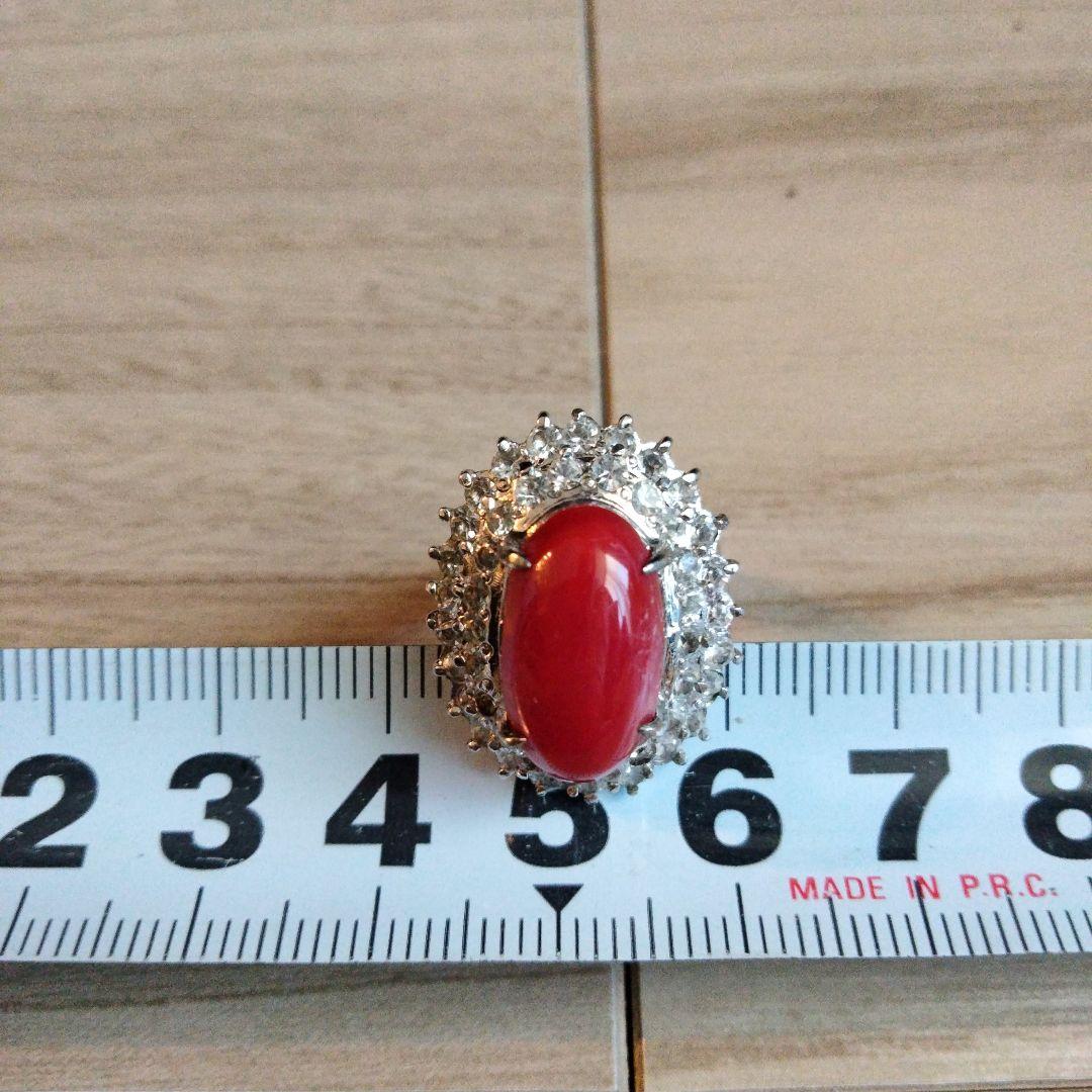 デザイン 血赤珊瑚 リング サイズ9