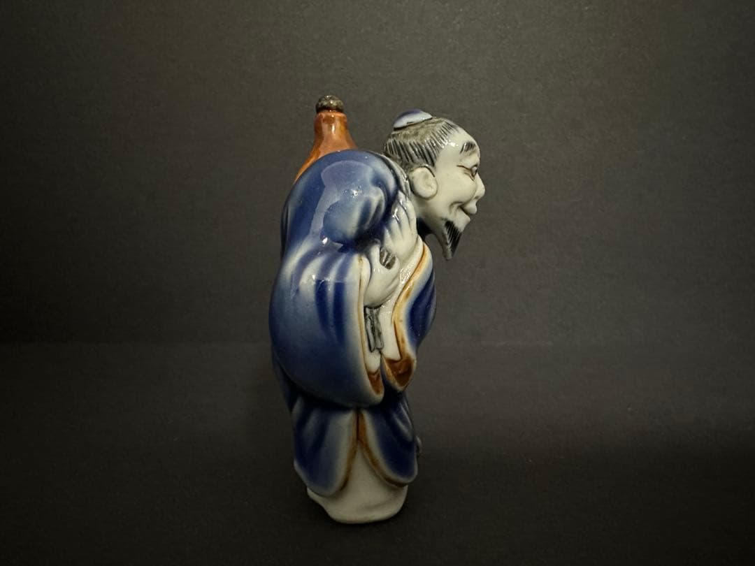 根付(netsuke)】陶器瑠璃鉄釉蝦蟇仙人根付江戸時代