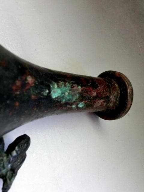 水注□古銅製 中国 龍 水差し 竜後手 お茶道具 古玩 唐物 時代物 骨董