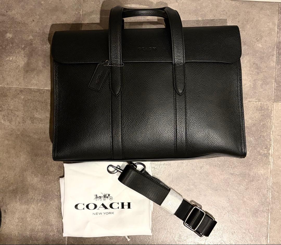 ほぼ未使用 COACH ビジネスバッグ ブラック レザー