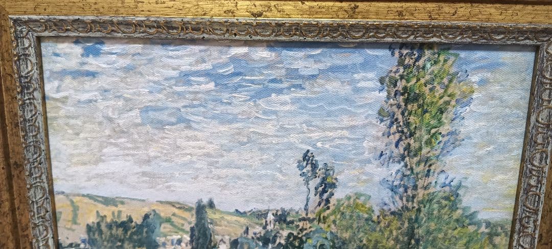 クロード・モネ　油絵複製画　印象派 風景画 金色フレーム付き