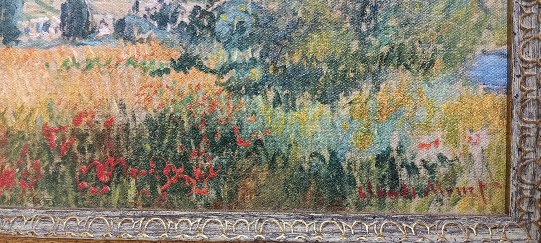 クロード・モネ　油絵複製画　印象派 風景画 金色フレーム付き