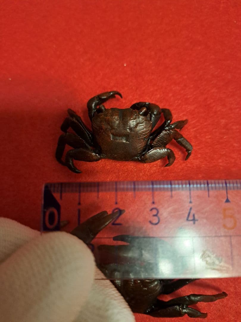 116-KANI 銅　蟹　置物3セット　盆栽飾り
